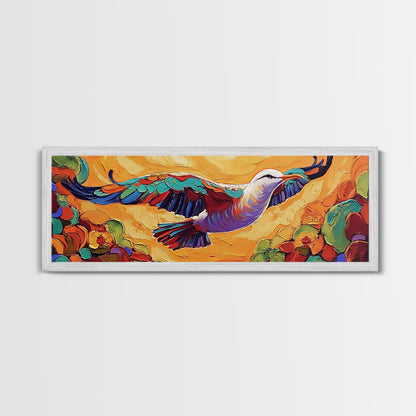 Soaring Bird, Colorful Flight, Nature Bird Art, Desert Skies, Framed Canvas Print hallway wall decor, boho art, inspirational wall piece