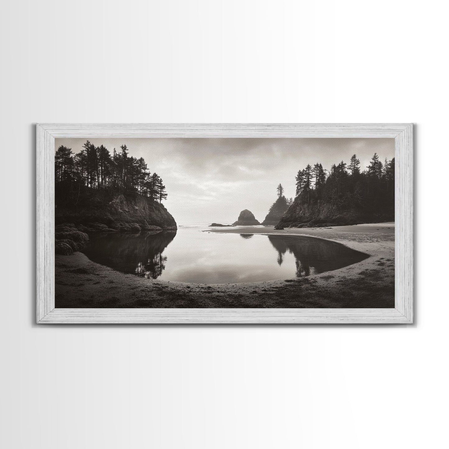 Tranquil Cove View, Forest Meets Ocean, Pacific Northwest Art, Canvas Print, Living Room Wall Art, Nature Photography, Calm Aesthetic