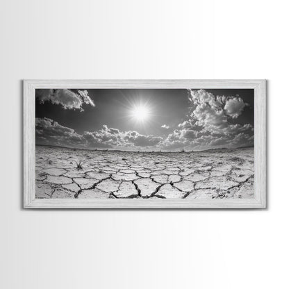 Cracked Earth Sun, Desert Landscape, Dramatic Sky, Canvas Print, Southwestern Decor, Fall Wall Art, Earth Tones Rustic Home Accent