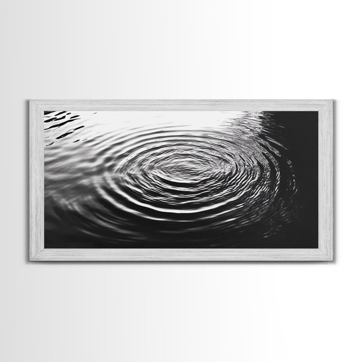 Zen-Motiv „Wasserwellen“, abstrakte Bewegung, monochrome Fluid Art, Leinwanddruck, moderne minimalistische Wandkunst, Badezimmer- oder Spa-Raumdekoration