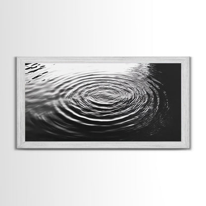 Zen-Motiv „Wasserwellen“, abstrakte Bewegung, monochrome Fluid Art, Leinwanddruck, moderne minimalistische Wandkunst, Badezimmer- oder Spa-Raumdekoration