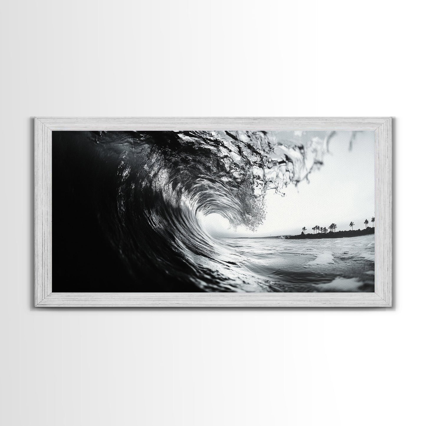 Meereswellenkräuselung, Brandungstunnel, tropische Küste, gerahmter Leinwanddruck, Küstenwandkunst, Strandhausdekoration, Naturfotografie