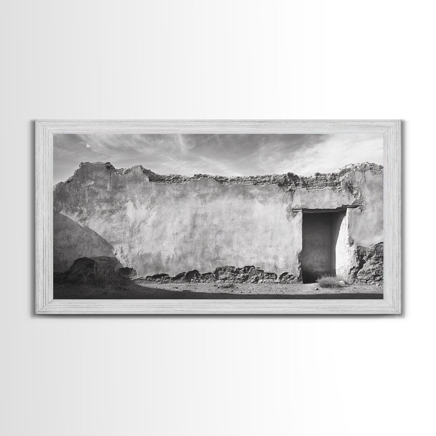 Adobe Wall, Desert Door, Rustic Texture, Framed Canvas Print, Southwest Wall Art, Neutral Earth Tones, Boho Western Living Room Decor