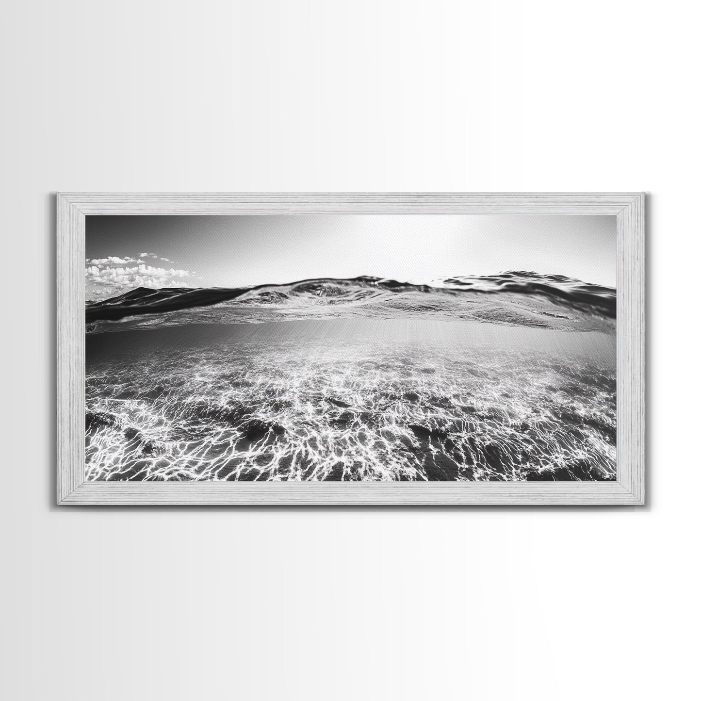 Ocean Surface, Sunlit Water, Sea Ripple, Underwater Light, Canvas Print, Modern Beach Art, Bathroom Wall Decor, Coastal Vibes