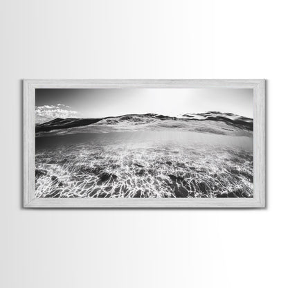 Ocean Surface, Sunlit Water, Sea Ripple, Underwater Light, Canvas Print, Modern Beach Art, Bathroom Wall Decor, Coastal Vibes