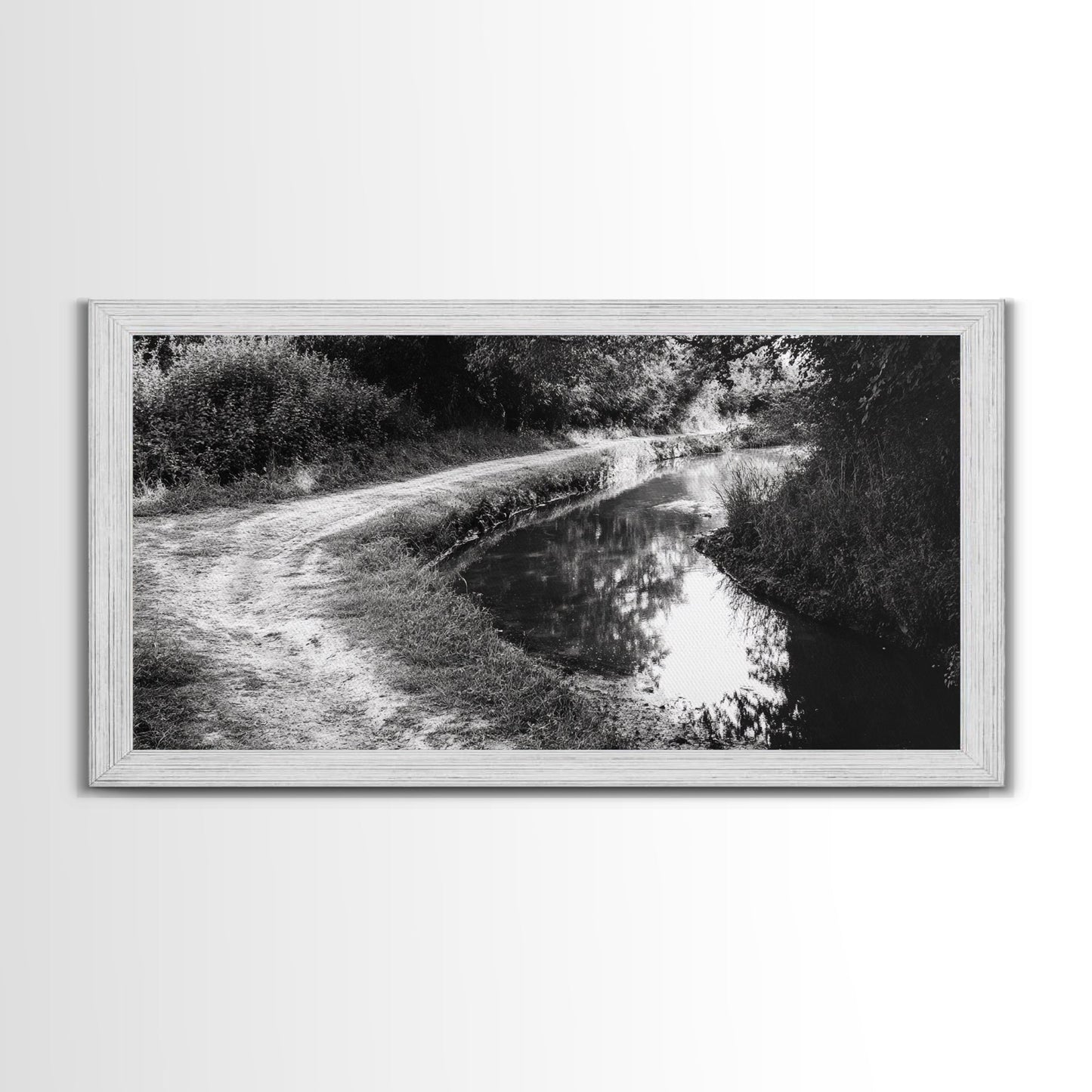 River Bend Trail, Peaceful Water Path, Tranquil Forest Landscape, Nature-Inspired Rustic Decor, Autumn Wall Art, Canvas Print