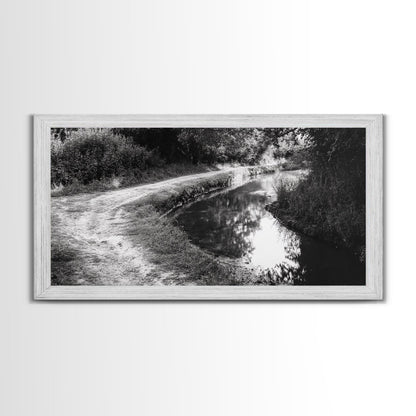 River Bend Trail, Peaceful Water Path, Tranquil Forest Landscape, Nature-Inspired Rustic Decor, Autumn Wall Art, Canvas Print