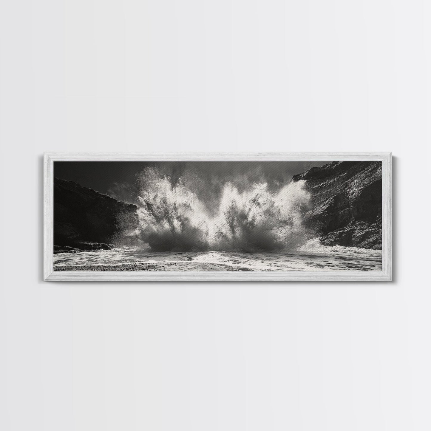 Ocean Splash, Powerful Wave Crash, Coastal Energy Wall Art, Framed Canvas Print, Modern Beach House Decor, Dynamic Living Room Art
