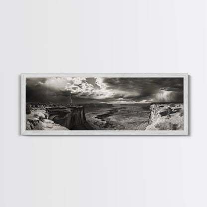 Canyon Storm, Desert Lightning, Dramatic Skies, Framed Canvas Print, Rustic Landscape Wall Art, Living Room Western Decor