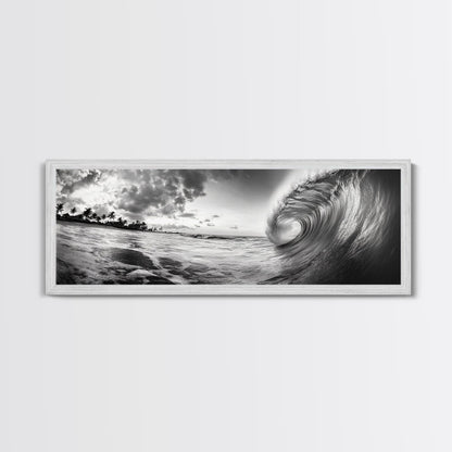 Barrel Wave Curl, Surfer's Dream, Ocean Power, Framed Canvas Print, Coastal Wall Art, Beach House Decor, Surf Photography