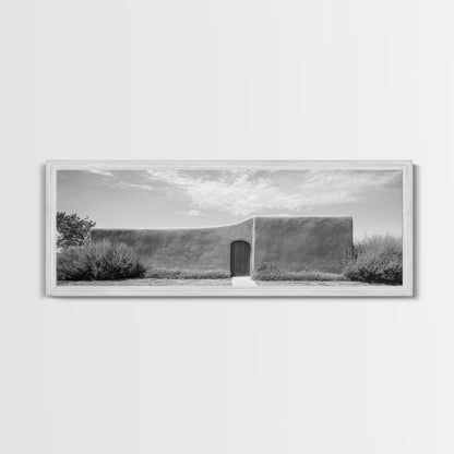 Desert Adobe, Minimal Wall, Architecture Photography, Black and White Art, Framed Canvas Print, Southwestern Decor, Entryway Wall Art