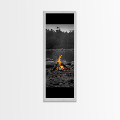 Campfire Serenity, Rustic Landscape, Outdoor Flames, Canvas Print, Cabin Wall Art, Autumn Nature Decor, Adventure Themed Art