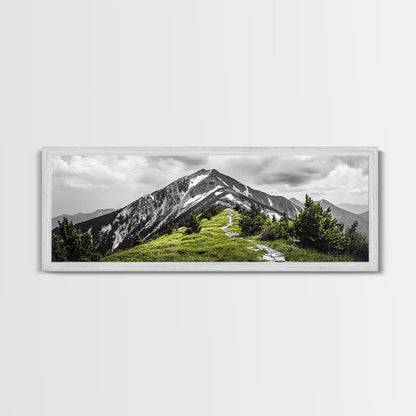 Mountain Hike Path, Scenic Peak Trail, Nature Landscape, Framed Canvas Print, Modern Cabin Decor, Adventure Wall Art, Minimalist Style