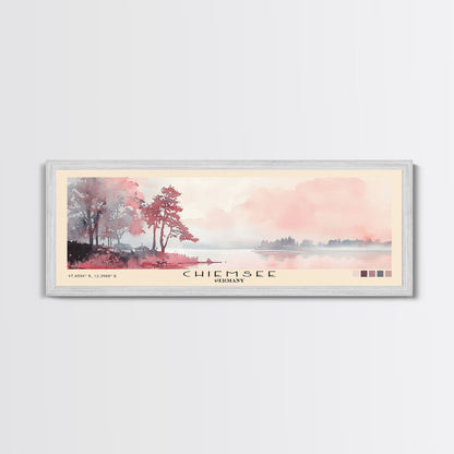 Chiemsee, Germany Watercolor Print, Vacation Gift, Germany Wall Art, Beach Painting, Beach Decor, Large Wall Art, Wood Frame Art