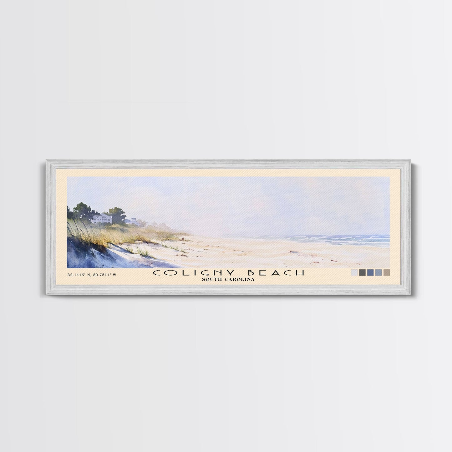 Coligny Beach, South Carolina Watercolor Print, Vacation Gift, South Carolina Wall Art, Beach Painting, Beach Decor, Large Wall Art, Wood Frame Art