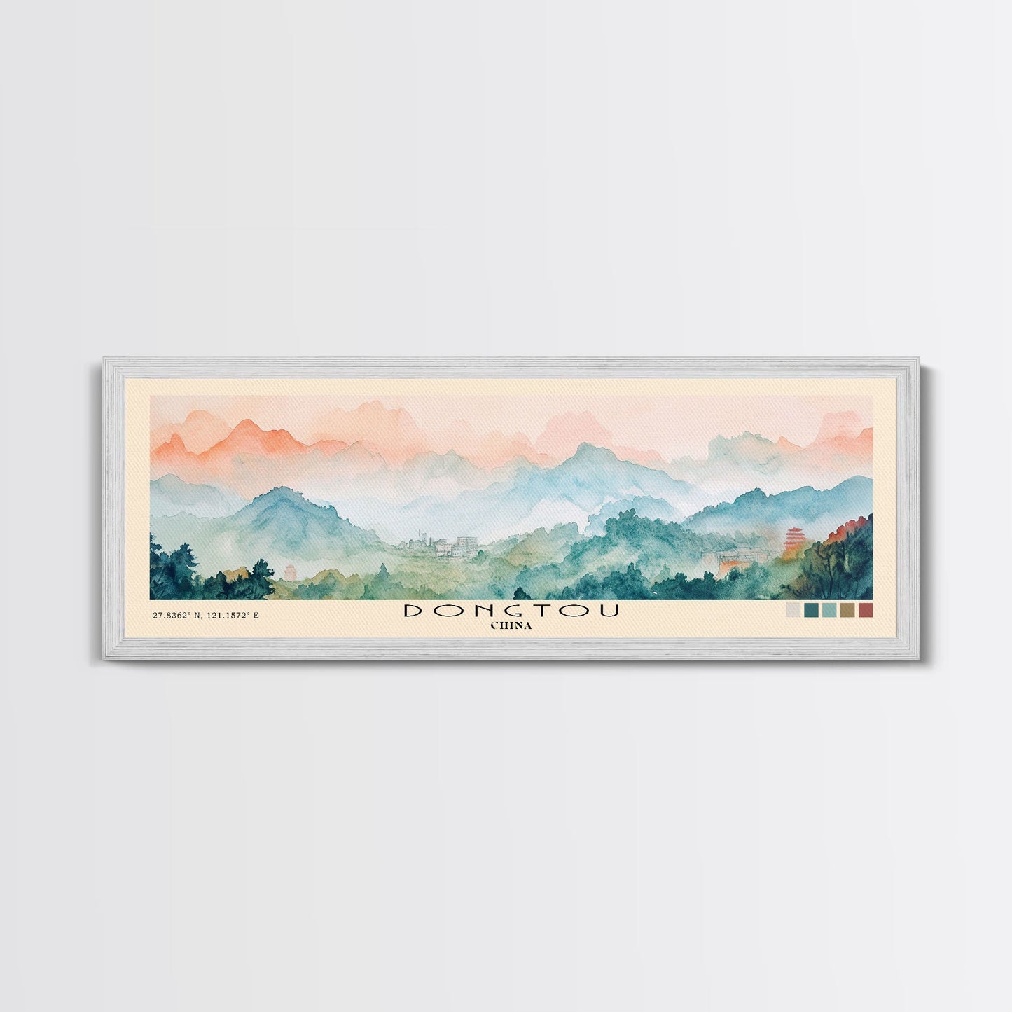 Dongtou, China Watercolor Print, Vacation Gift, China Wall Art, Beach Painting, Beach Decor, Large Wall Art, Wood Frame Art