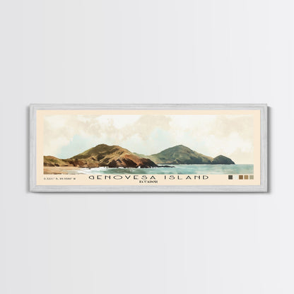 Genovesa Island, Ecuador Watercolor Beach Print, Vacation Gift, Ecuador Wall Art, Framed Canvas Print, Framed Beach Painting
