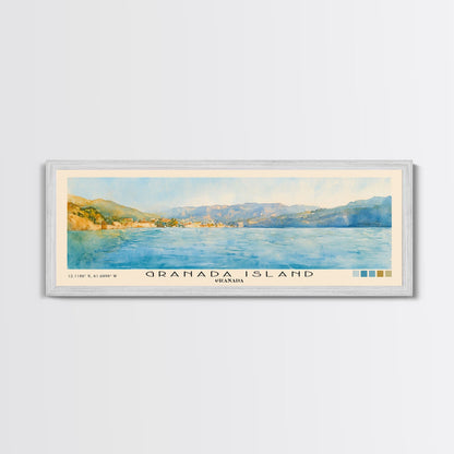 Granada Island, Granada Watercolor Print, Vacation Gift, Granada Wall Art, Beach Painting, Beach Decor, Large Wall Art, Wood Frame Art