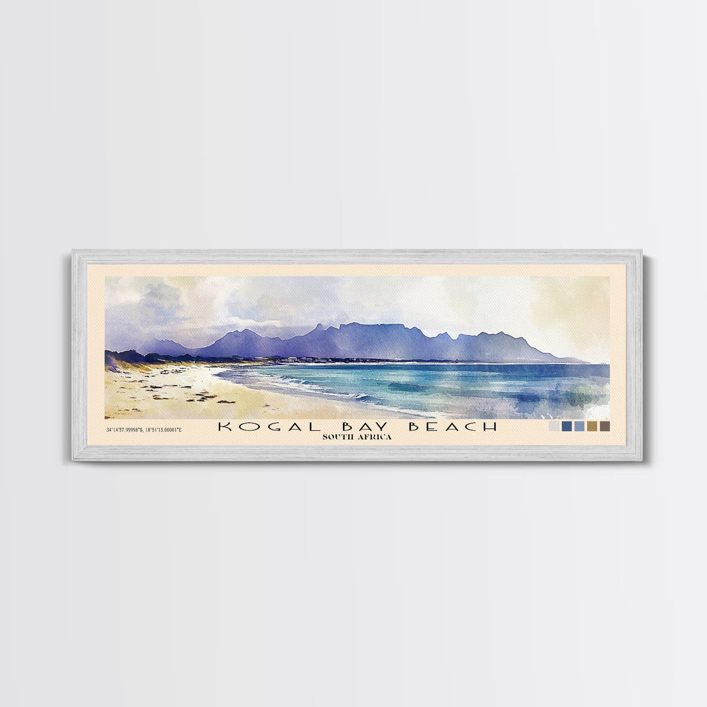 Kogal Bay Beach, South Africa Watercolor Print, Vacation Gift, South Africa Wall Art, Beach Painting, Beach Decor, Large Wall Art, Wood Frame Art