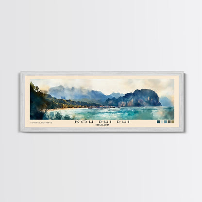 Koh Phi Phi, Thailand Watercolor Print, Vacation Gift, Thailand Wall Art, Beach Painting, Beach Decor, Large Wall Art, Wood Frame Art