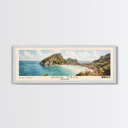Koh Tao, Thailand Watercolor Print, Vacation Gift, Thailand Wall Art, Beach Painting, Beach Decor, Large Wall Art, Wood Frame Art