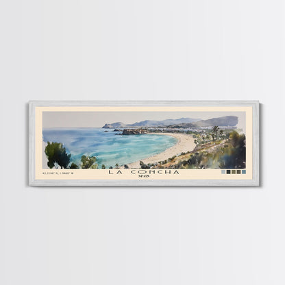 La Concha, Spain Watercolor Print, Vacation Gift, Spain Wall Art, Beach Painting, Beach Decor, Large Wall Art, Wood Frame Art