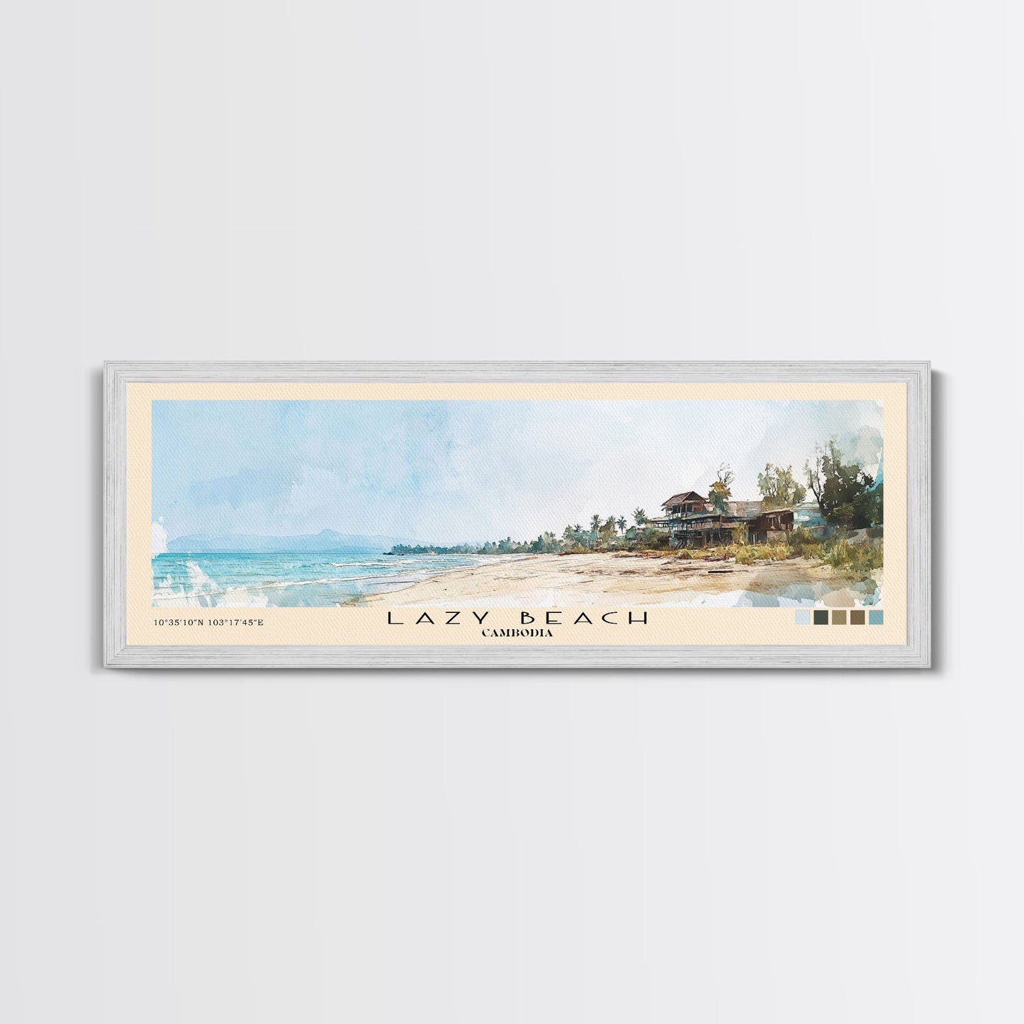 Lazy Beach, Cambodia Watercolor Beach Print, Vacation Gift, Cambodia Wall Art, Beach Painting, Beach Decor, Beach Painting