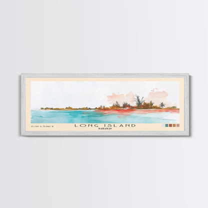 Long Island, Bahamas Watercolor Beach Print, Vacation Gift, Bahamas Wall Art, Framed Canvas Print, Framed Beach Painting