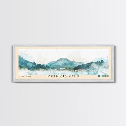 Pokrivenik, Croatia Watercolor Print, Vacation Gift, Croatia Wall Art, Beach Painting, Beach Decor, Large Wall Art, Wood Frame Art