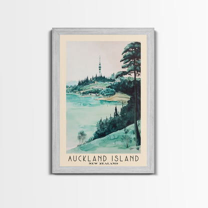 Auckland Island, New Zealand Watercolor Print, Vacation Gift, New Zealand Wall Art, Beach Painting, Beach Decor, Large Wall Art, Wood Frame Art