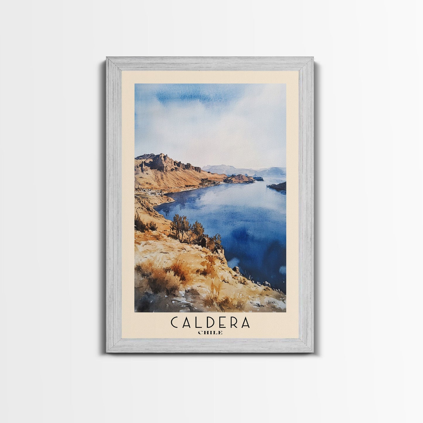 Caldera, Chile Watercolor Print, Vacation Gift, Chile Wall Art, Beach Painting, Beach Decor, Large Wall Art, Wood Frame Art