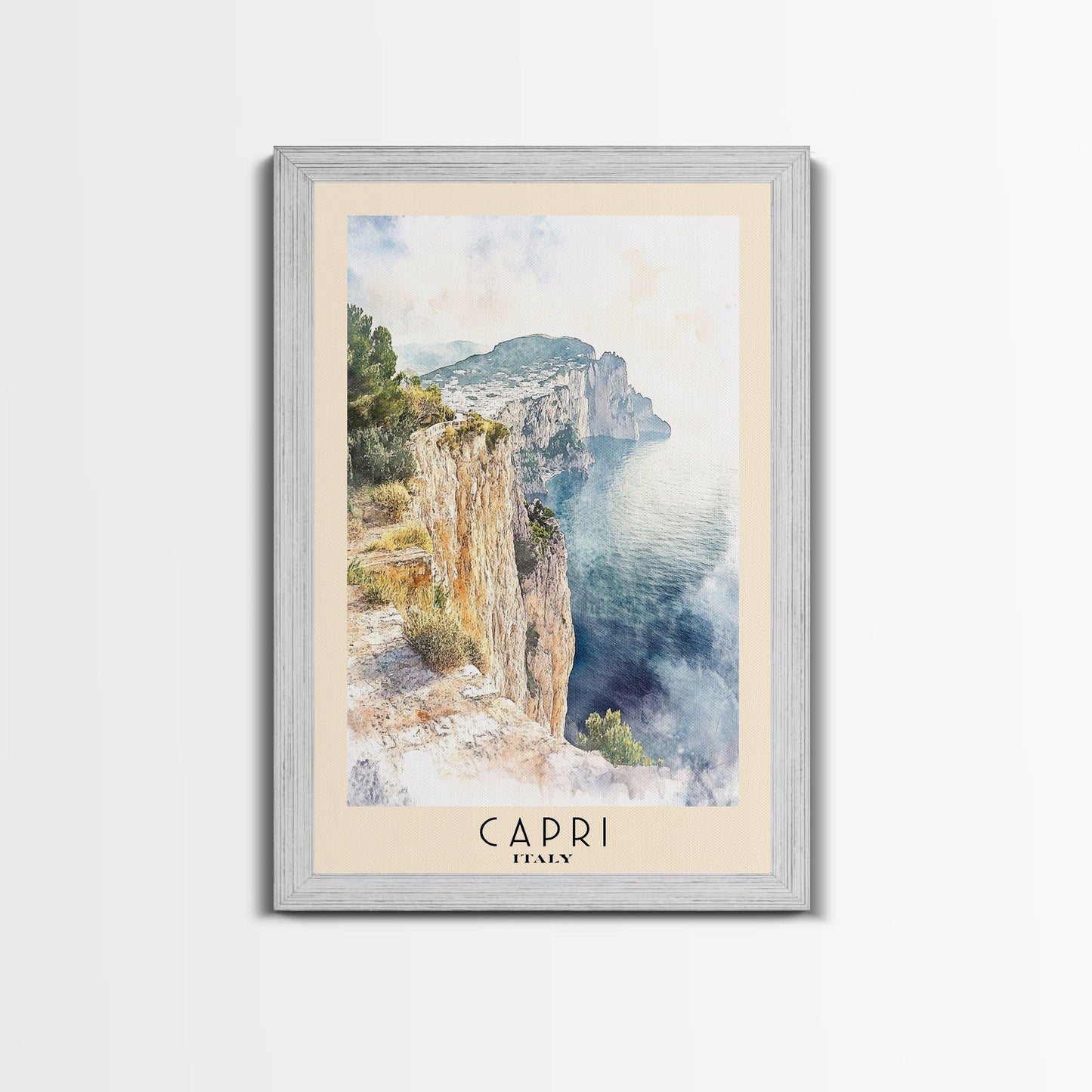 Capri, Italy Watercolor Beach Print, Vacation Gift, Italy Wall Art, Beach Painting, Beach Decor, Beach Painting
