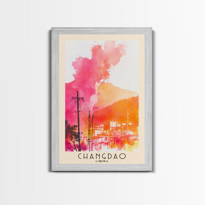 Changdao, China Watercolor Beach Print, Vacation Gift, China Wall Art, Beach Painting, Beach Decor, Beach Painting