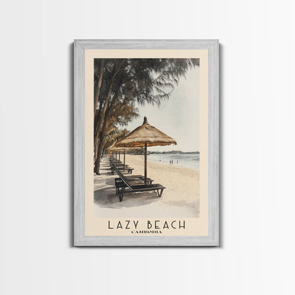Lazy Beach, Cambodia Watercolor Beach Print, Vacation Gift, Cambodia Wall Art, Beach Painting, Beach Decor, Beach Painting