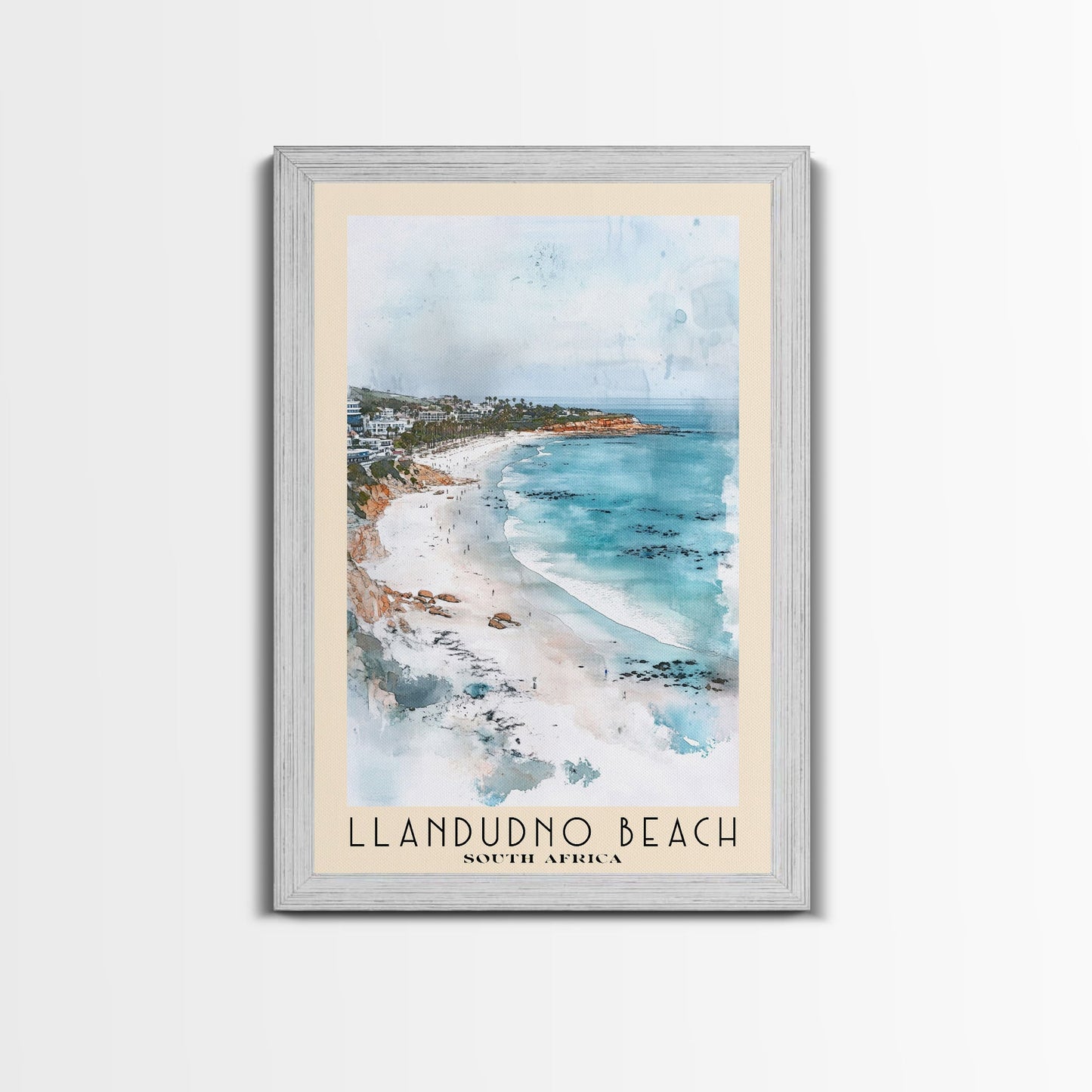 Llandudno Beach, South Africa Watercolor Print, Vacation Gift, South Africa Wall Art, Beach Painting, Beach Decor, Large Wall Art, Wood Frame Art