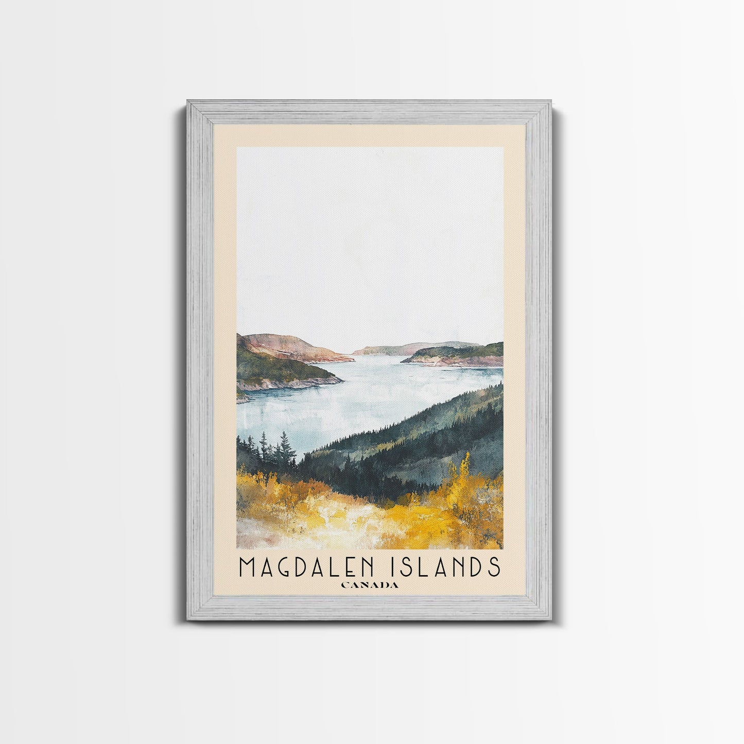 Magdalen Islands, Canada Watercolor Print, Vacation Gift, Canada Wall Art, Beach Painting, Beach Decor, Large Wall Art, Wood Frame Art