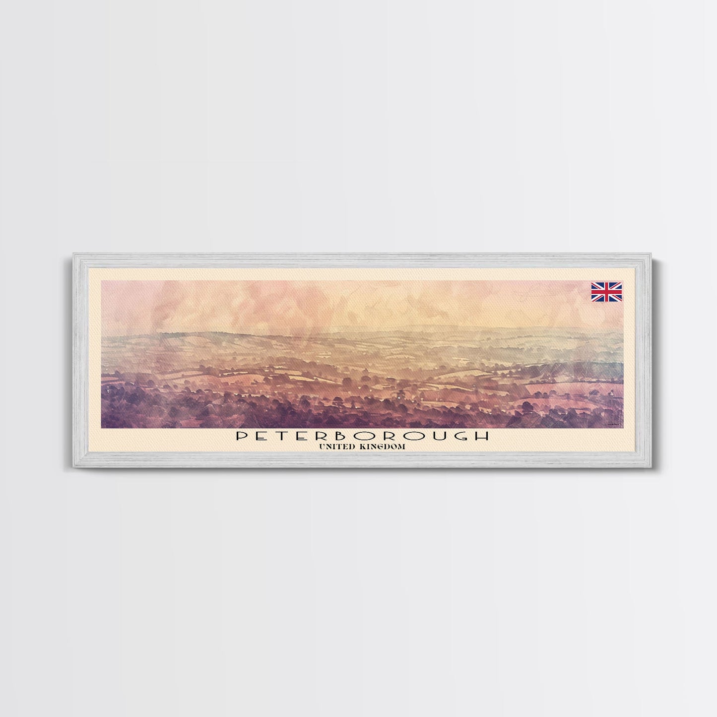 Peterborough United Kingdom Wall Art, Panoramic Travel Poster, Panoramic Framed Canvas Print, City Wall Art, Wall Hanging Home Decor, Travel Art