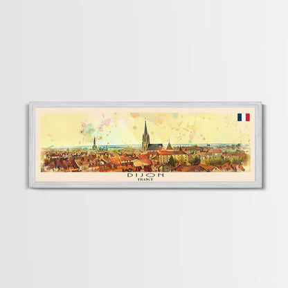 Dijon France Travel Art, City Art, Framed Canvas Print or Metal Wall Art, Europe Travel Poster, Panoramic Wall Art, Extra Wide Wall Art