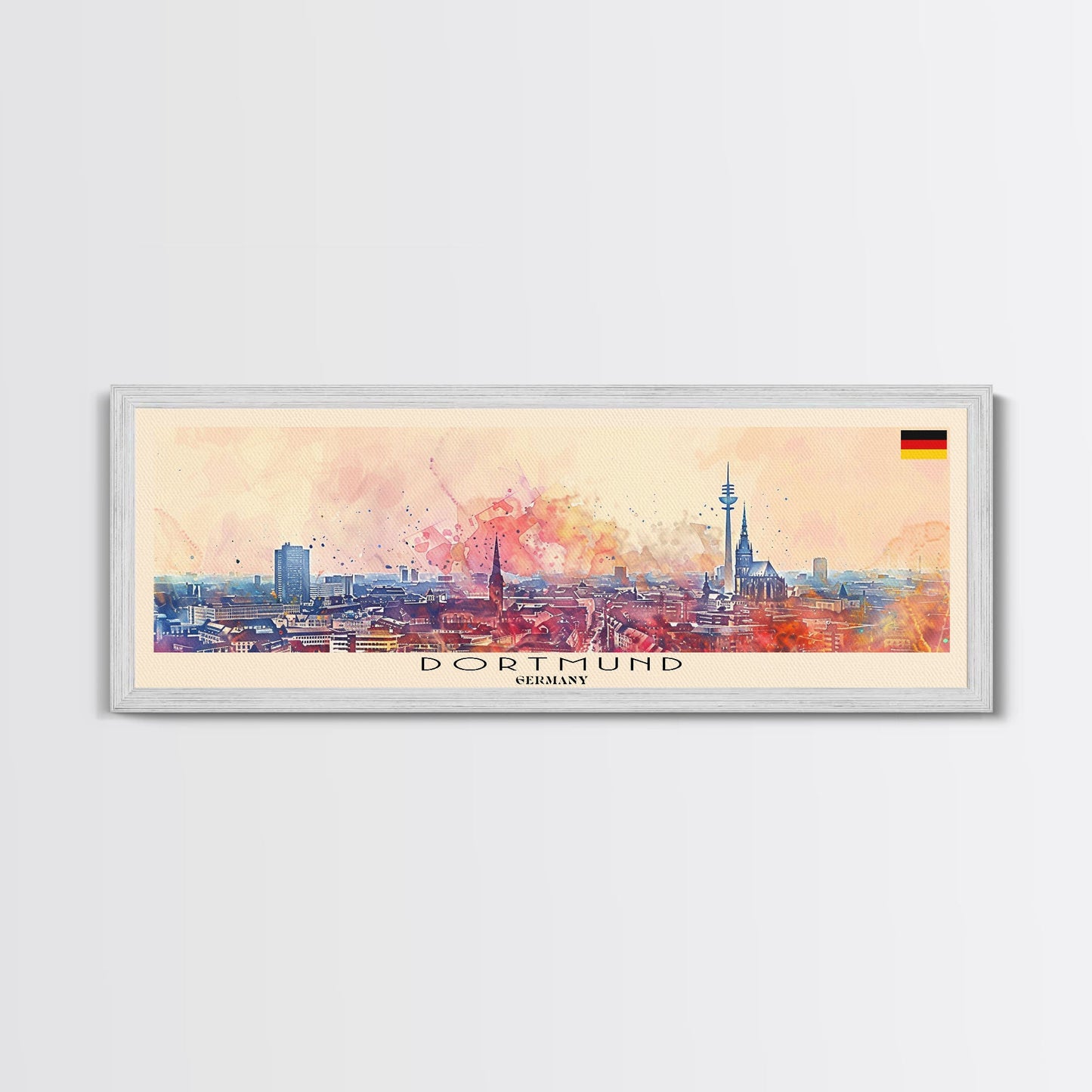 Dortmund Germany Wall Art, Panoramic Travel Poster, Panoramic Framed Canvas Print, City Wall Art, Wall Hanging Home Decor, Travel Art