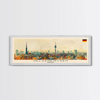 Gelsenkirchen Germany Panoramic Travel Poster, Framed Canvas Print or Metal Wall Art, Travel Art, Home Decor, Panoramic Painting, Midcentury Art