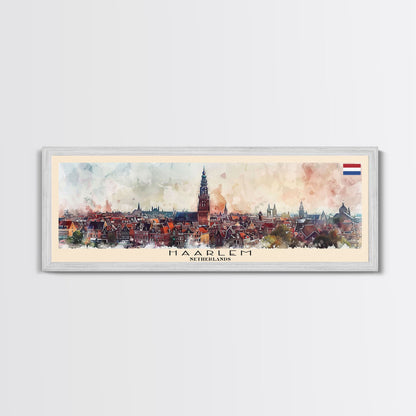 Haarlemmermeer Netherlands Panoramic Travel Poster, Framed Canvas Print or Metal Wall Art, Travel Art, Home Decor, Panoramic Painting, Midcentury Art