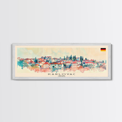 Karlovac Croatia Travel Art, City Art, Framed Canvas Print or Metal Wall Art, Europe Travel Poster, Panoramic Wall Art, Extra Wide Wall Art