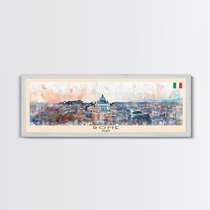 Rome Italy Travel Print Wall Art, Panoramic City Art, Travel Art, Wall Decor, Vacation Gift, Framed Canvas Print Or Metal Art