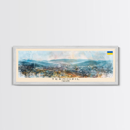 Ternopil Ukraine Panoramic Travel Poster, Framed Canvas Print or Metal Wall Art, Travel Art, Home Decor, Panoramic Painting, Midcentury Art