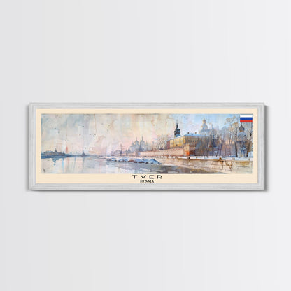 Reisekunst aus Twer, Russland, Stadtkunst, gerahmter Leinwanddruck oder Wandbild aus Metall, Europa-Reiseposter, Panorama-Wandbild, extra breites Wandbild