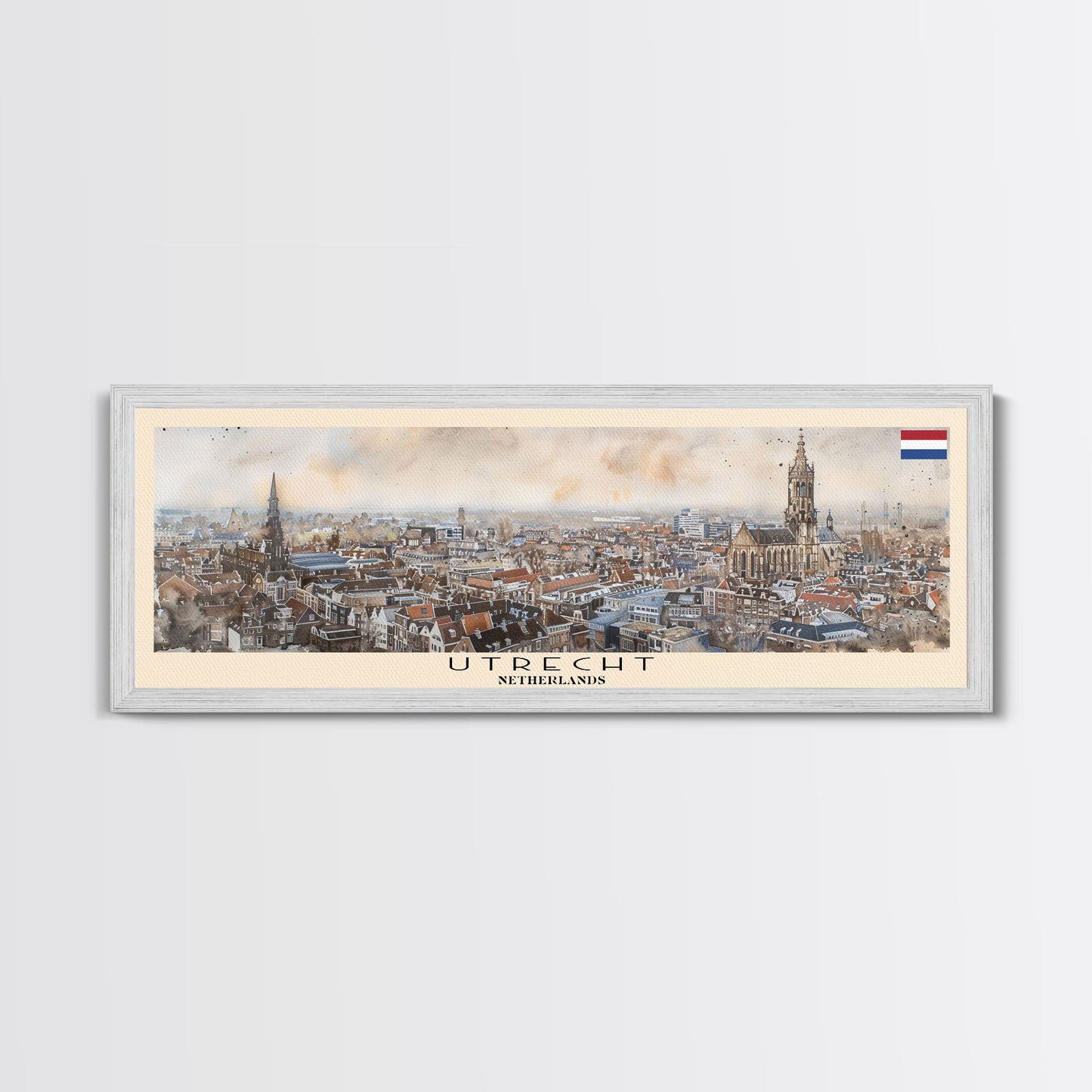 Utrecht, Niederlande – Kunstdruck für die Wand, Panorama-Stadtansicht, Reisekunst, Wanddekoration, Urlaubsgeschenk, gerahmter Leinwanddruck oder Metallbild