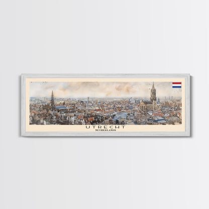 Utrecht, Niederlande – Kunstdruck für die Wand, Panorama-Stadtansicht, Reisekunst, Wanddekoration, Urlaubsgeschenk, gerahmter Leinwanddruck oder Metallbild
