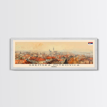 Sremska Mitrovica Serbia Travel Art, City Art, Framed Canvas Print or Metal Wall Art, Europe Travel Poster, Panoramic Wall Art, Extra Wide Wall Art
