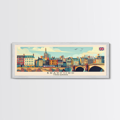 Bradford United Kingdom Travel Print Wall Art, Panoramic City Art, Travel Art, Wall Decor, Vacation Gift, Framed Canvas Print Or Metal Art