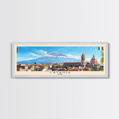 Catania Italy Travel Print Wall Art, Panoramic City Art, Travel Art, Wall Decor, Vacation Gift, Framed Canvas Print Or Metal Art